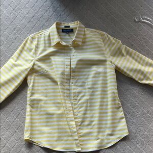 Jones New York Yellow and White Striped Shirt
